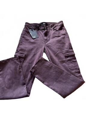 PAIGE Hoxton Ankle Skinny Maroon High Rise Cargo Pants SZ 29 NWT Luxury Trendy